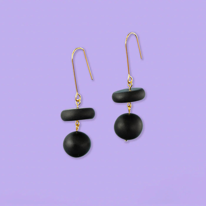 Black Bead Statement Earrings