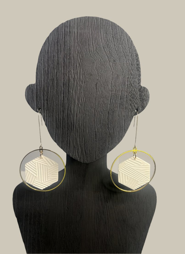 Hexagon Hoop Statement Earrings