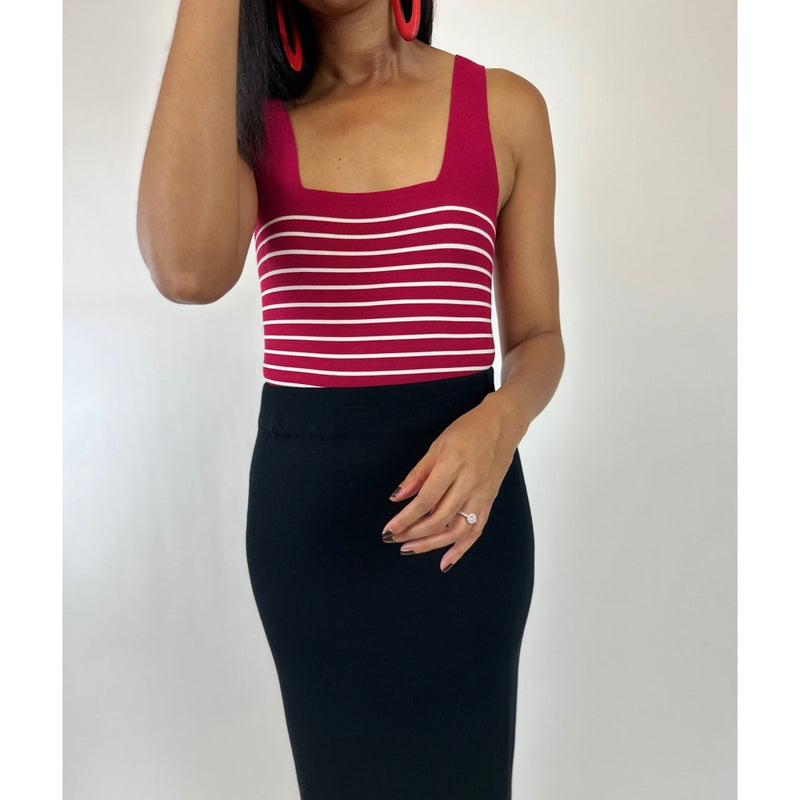 Fitted, Striped Square Neck Tank Top - The Collection by Brand, Style & Bloom