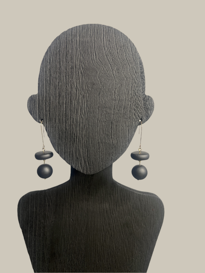 Black Bead Statement Earrings