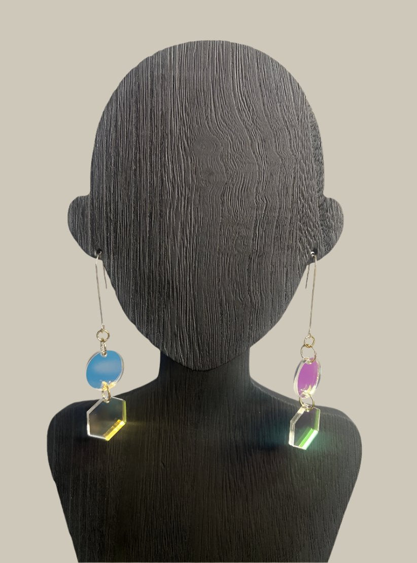 Iridescent Dangly Statement Earrings