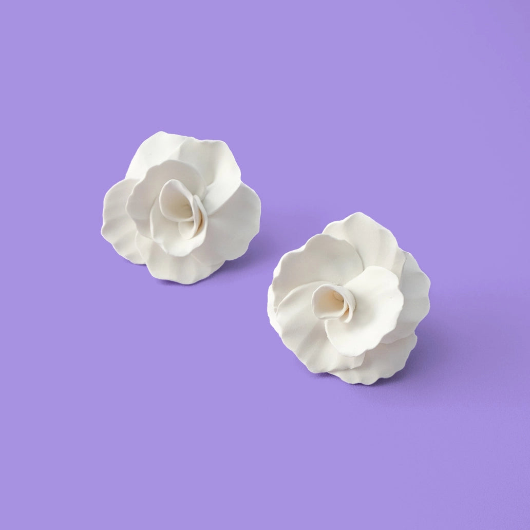 The Rose White Statement Earrings