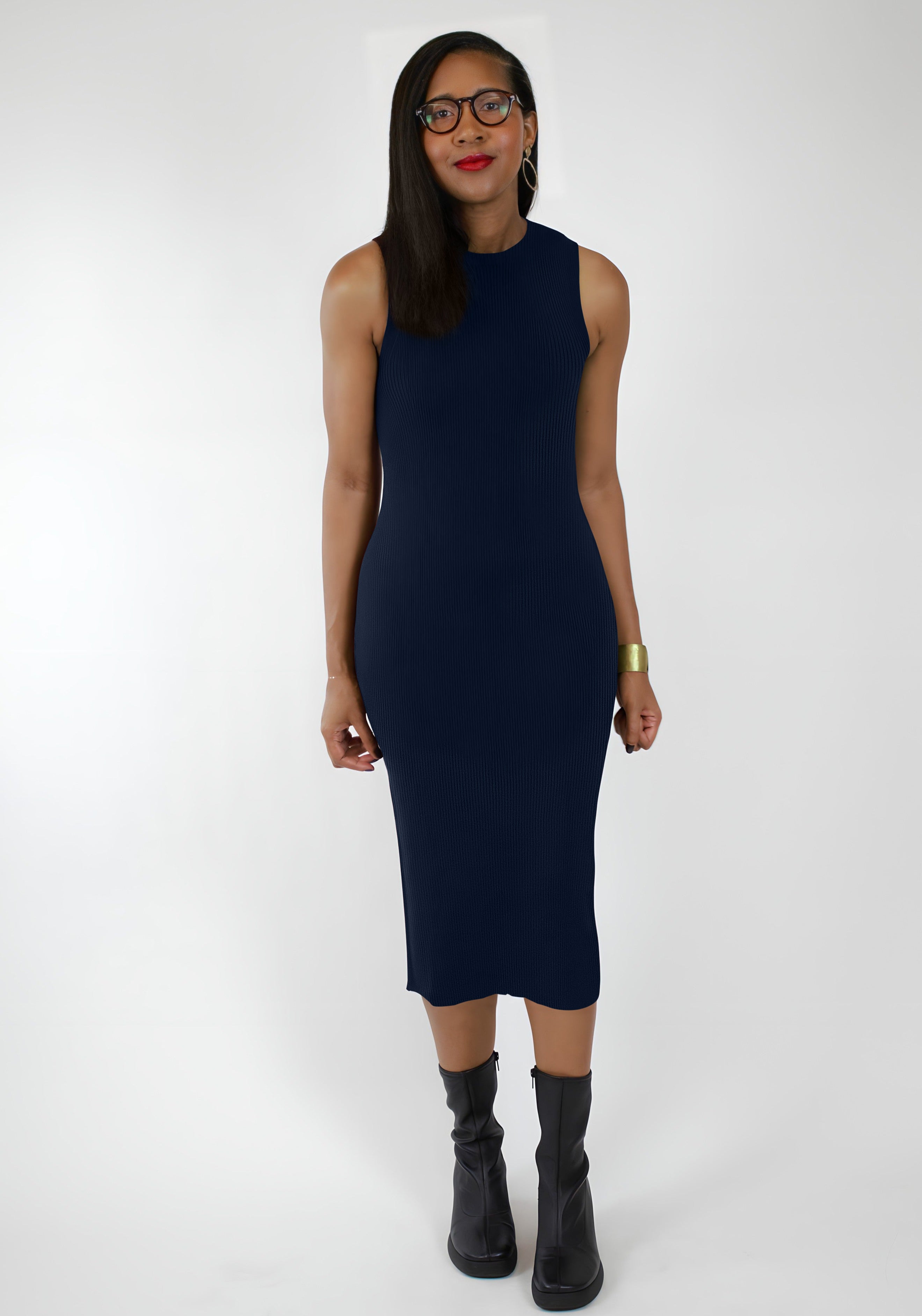 Navy blue stretch dress hotsell