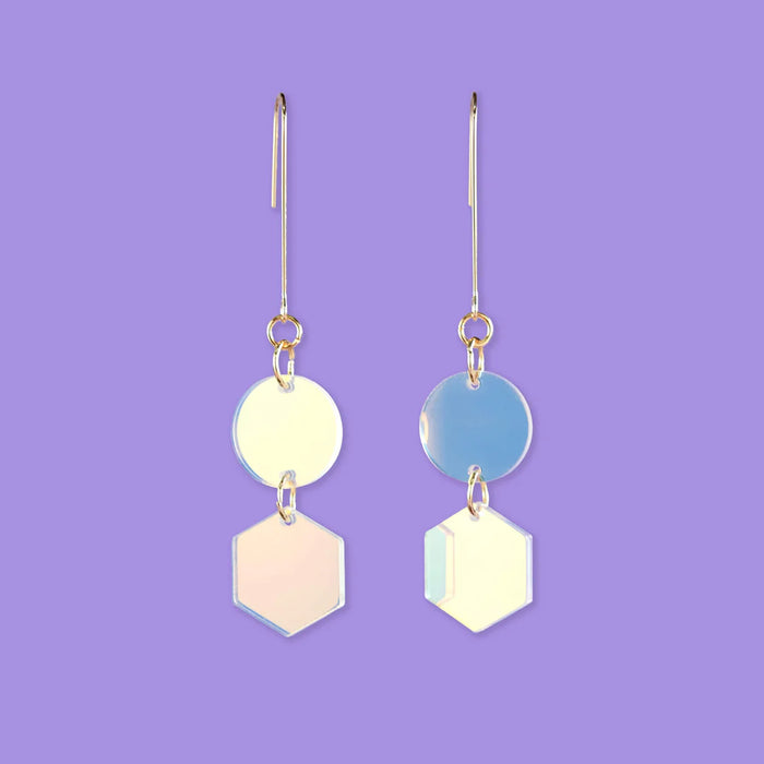 Iridescent Dangly Statement Earrings