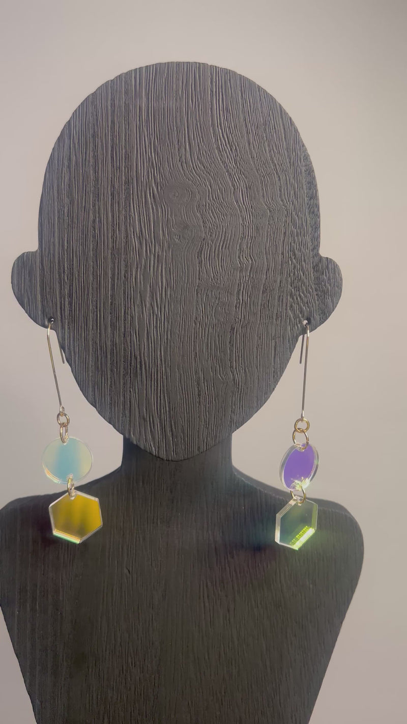 Iridescent Dangly Statement Earrings