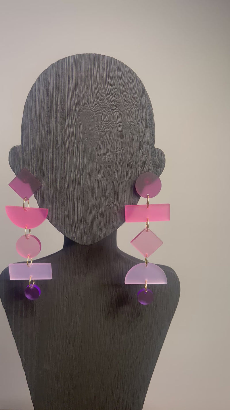 Pink Ombre Statement Earrings